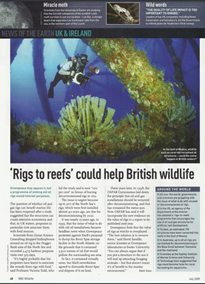 ‘Rigs to reefs’ could help British wildlife (PDF)