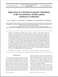 Aggression as a function of genetic relatedness in the sea anemone Actinia equina (Anthozoa: Actiniaria) (PDF)